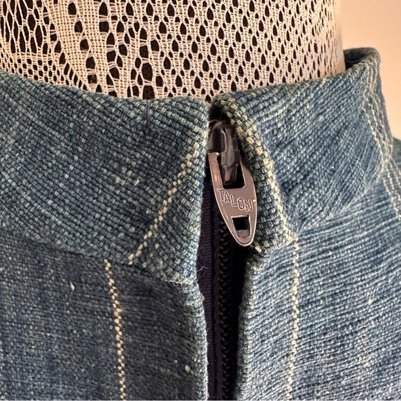 Vintage 1970s Indigo Stripe Embroidered Dress Boho Hippie 70s - Picture 7 of 9